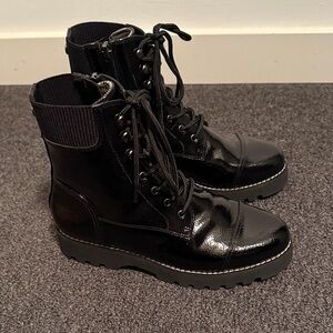 Donald J. Pliner Women’s Brand New Glossy Black Combat Boots- Size 6